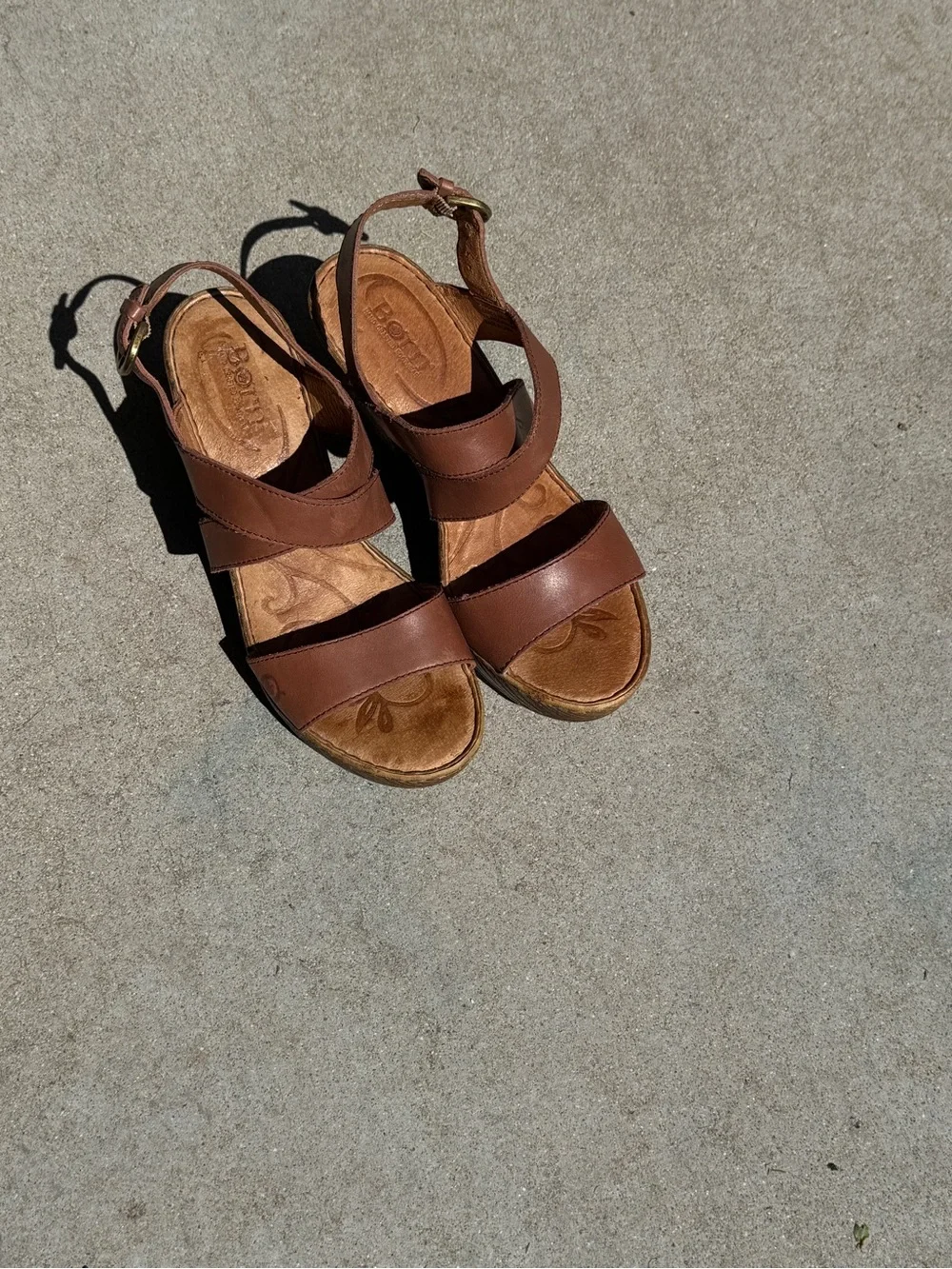 Women's Brown Strappy Block Heel Sandals 7